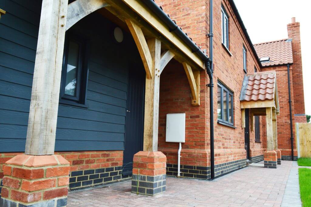 Wooden arches at the front of a house